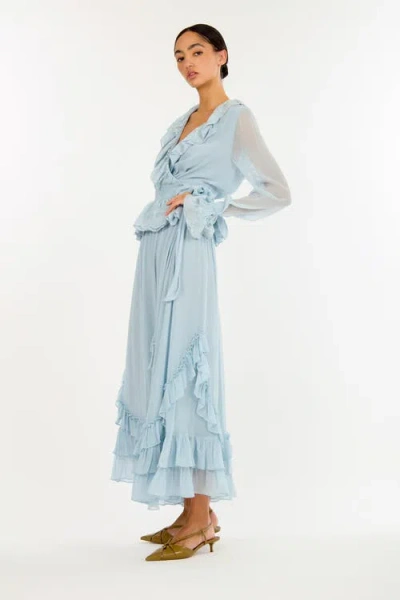 Secret Mission Poet Blouse In Blue