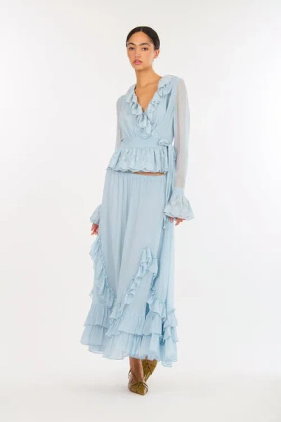 Secret Mission Poet Blouse In Blue