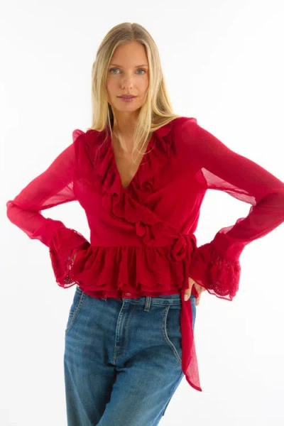 Secret Mission Poet Blouse In Red