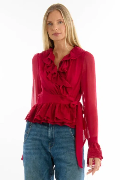 Secret Mission Poet Blouse In Red