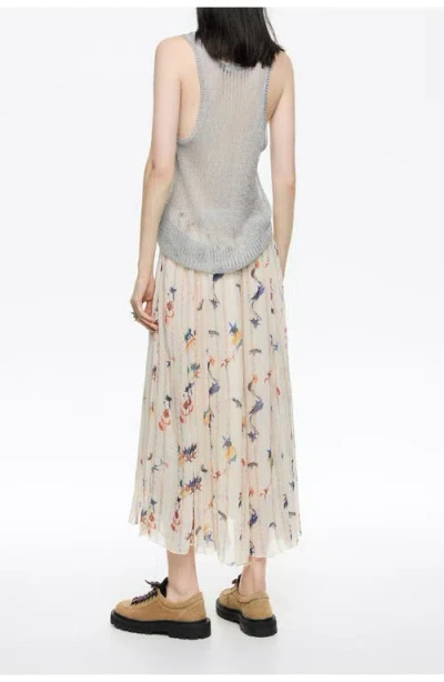Bimba Y Lola Flowers Scan Flared Midi Skirt In Neutral