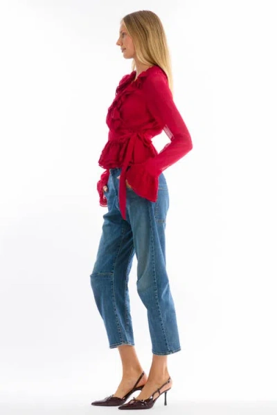 Secret Mission Poet Blouse In Red