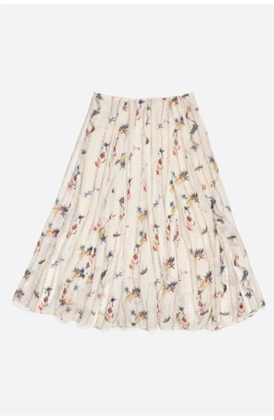 Bimba Y Lola Flowers Scan Flared Midi Skirt In Neutral
