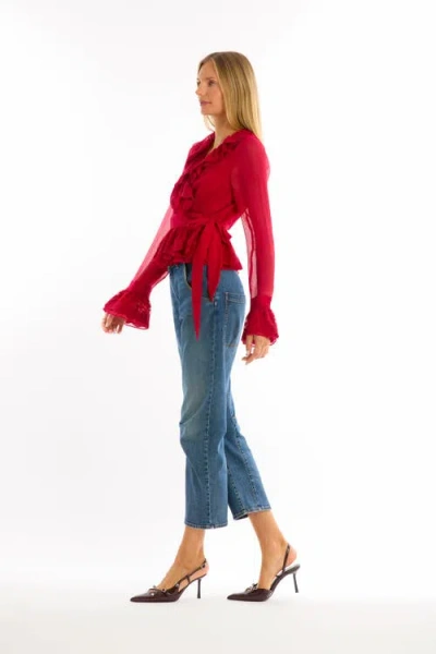 Secret Mission Poet Blouse In Red