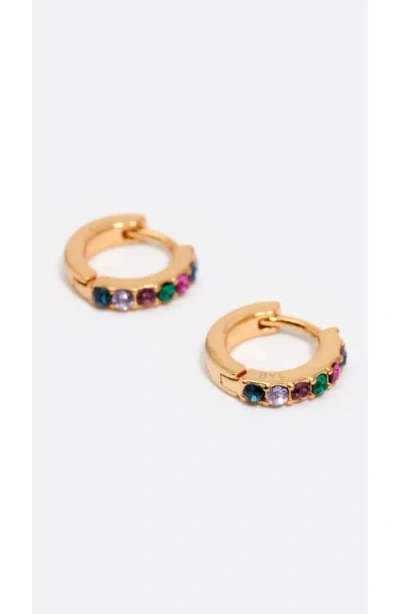 Bimba Y Lola Mini Hoop Earrings With Crystal In Gold