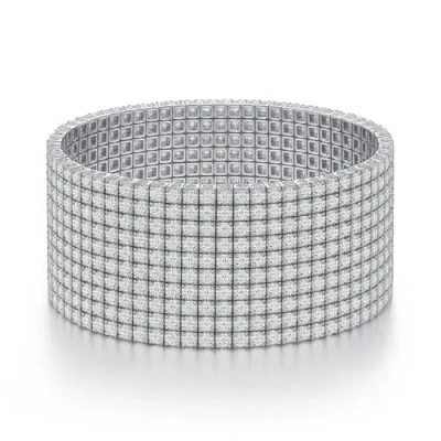 Donatello Gian Crystal Tennis Stretch Bracelet In Silver