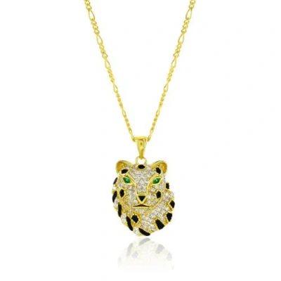 Donatello Gian Crystal Tiger Pendant Necklace In Gold