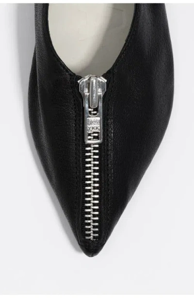 Bimba Y Lola Leather Zip Toe Ballerina In Black