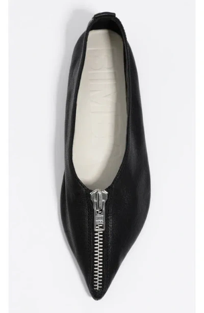 Bimba Y Lola Leather Zip Toe Ballerina In Black