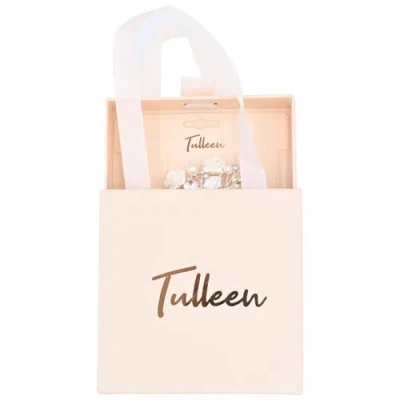 Tulleen Crystal White Pearl And Flower Hair Comb In Metallic