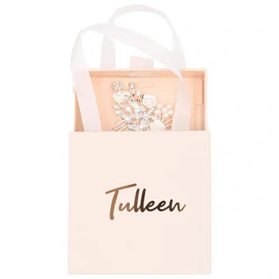 Tulleen Rhinestone Pearl And Floral Hair Comb In White