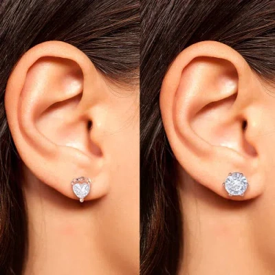 Jessica Simpson Heart And Round Crystal Stud Earring Set, 2 Pairs In Gold