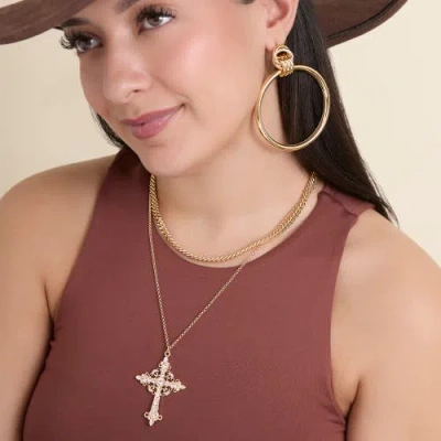 Jessica Simpson Oversized Gold Circle Drop Earrings In Gold