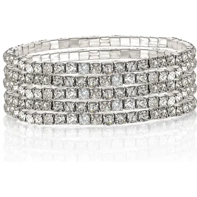 Jessica Simpson 5-piece Rhinestone Bracelet Set In Silver