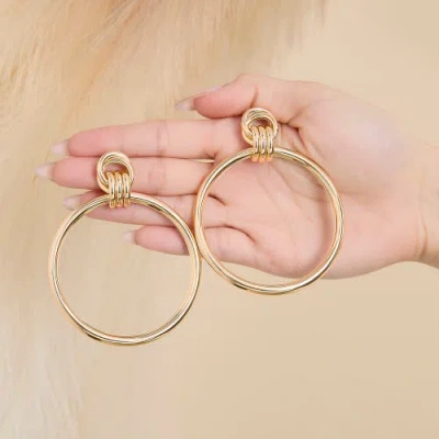 Jessica Simpson Oversized Gold Circle Drop Earrings In Gold