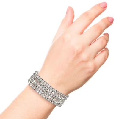 Jessica Simpson 5-piece Rhinestone Bracelet Set In Silver