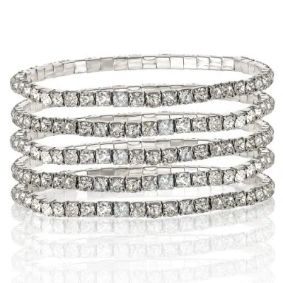 Jessica Simpson 5-piece Rhinestone Bracelet Set In Silver