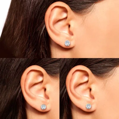 Jessica Simpson Crystal Stud Earrings Set, Trio Of Sparkling Styles In Metallic