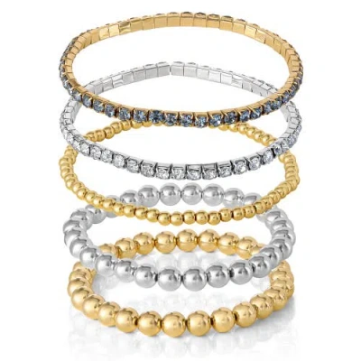 Jessica Simpson Crystal Stretch Bracelet, 5 Piece Set In Gold