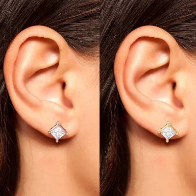 Jessica Simpson Square-cut Crystal Stud Earrings Set In Metallic