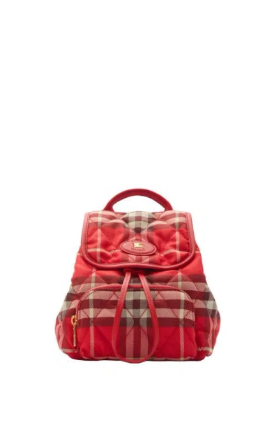 Burberry Mini Check Horseshoe Backpack In Red