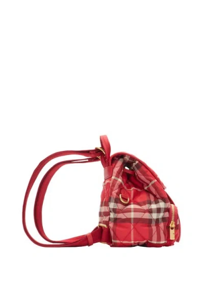Burberry Mini Check Horseshoe Backpack In Red