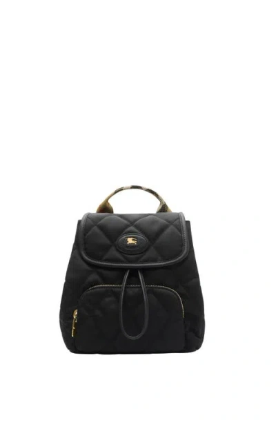 Burberry Mini Horseshoe Quilted Nylon Backpack Bags In Black