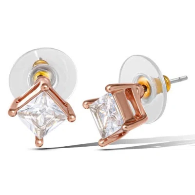 Jessica Simpson Square-cut Crystal Stud Earrings Set In Metallic