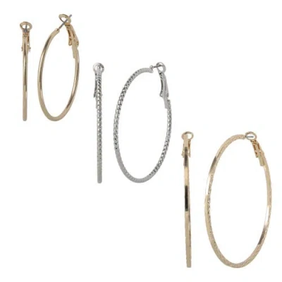 Jessica Simpson Mixed Metal Hoop Earring Set In Gold