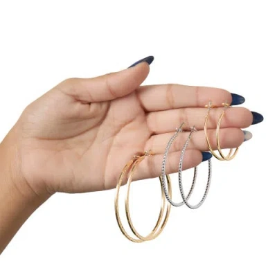 Jessica Simpson Mixed Metal Hoop Earring Set In Gold