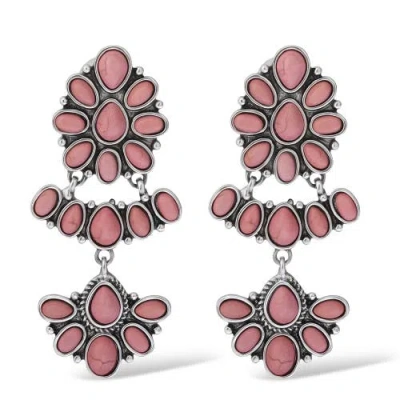 Jessica Simpson Pink Stone Statement Drop Earrings In Multi