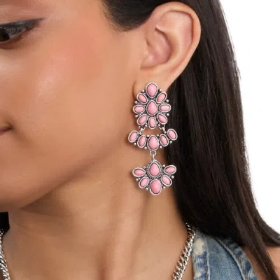 Jessica Simpson Pink Stone Statement Drop Earrings In Multi