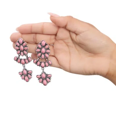 Jessica Simpson Pink Stone Statement Drop Earrings In Multi