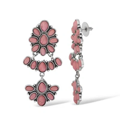 Jessica Simpson Pink Stone Statement Drop Earrings In Multi
