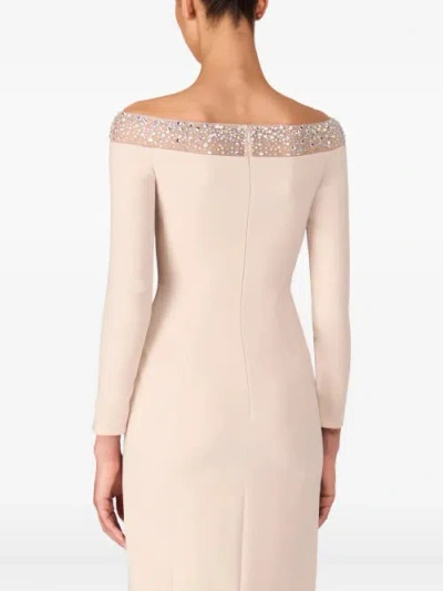 Jenny Packham Calypso Off-the-shoulder Midi Dress In Neutral