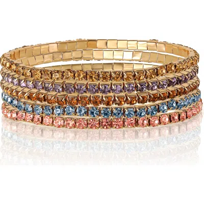 Jessica Simpson 5-piece Rhinestone Bracelet Set In Multi