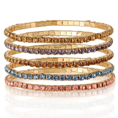Jessica Simpson 5-piece Rhinestone Bracelet Set In Multi