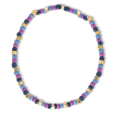 Jessica Simpson Multi-color Beaded Bracelet Set With Evil Eye Charm, Boho Chic Stackable Bracelets In Gold