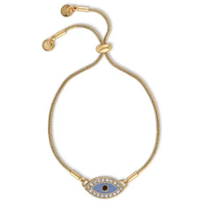 Jessica Simpson Multi-color Beaded Bracelet Set With Evil Eye Charm, Boho Chic Stackable Bracelets In Gold