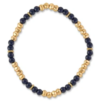 Jessica Simpson Multi-color Beaded Bracelet Set With Evil Eye Charm, Boho Chic Stackable Bracelets In Gold