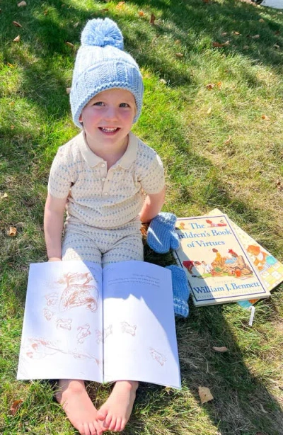 Bits & Bows Big Bro Knit Hat/mittens Bundle In Blue