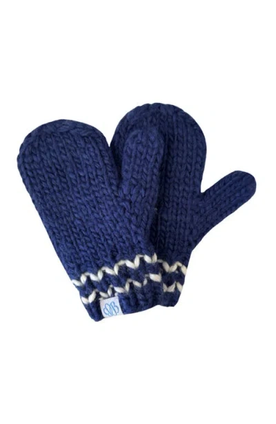 Bits & Bows Teddy Bear Knit Hat/mittens Bundle In Blue