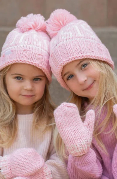 Bits & Bows Lil Sis Knit Hat/mittens Bundle In Pink