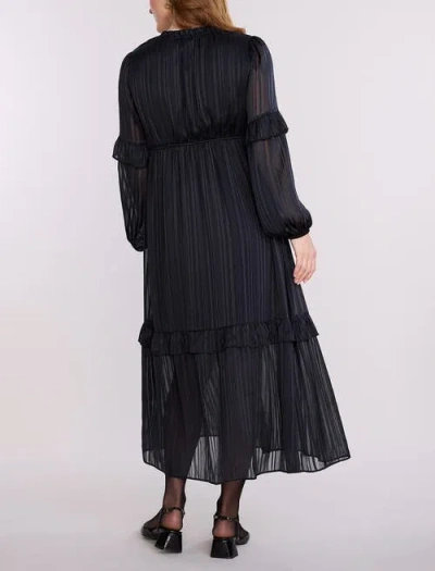 Motherhood Maternity V-neck Long Sleeve Tiered Maxi Dress In Black