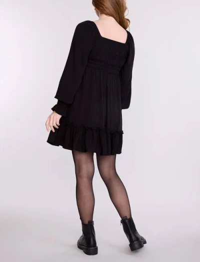 Motherhood Maternity V-neck Long Sleeve Smocked Tiered Short Dress In Black