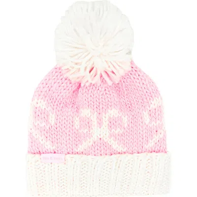 Bits & Bows Knit Bows Bobble Hat In Pink