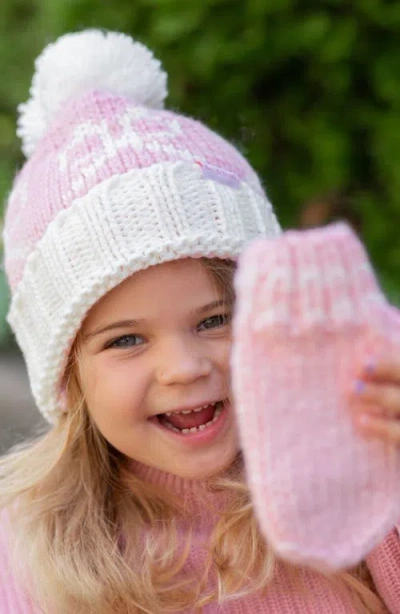 Bits & Bows Knit Bows Bobble Hat In Pink