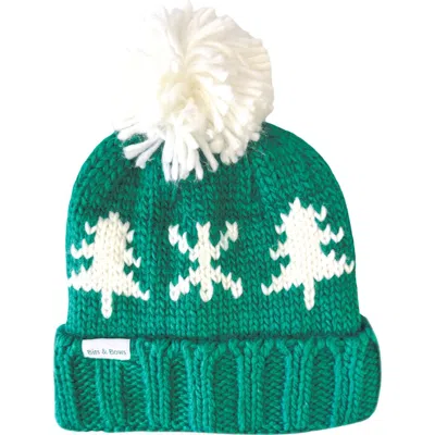 Bits & Bows Evergreen Adult Knit Bobble Hat In Green
