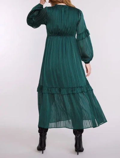 Motherhood Maternity V-neck Long Sleeve Tiered Maxi Dress In Green