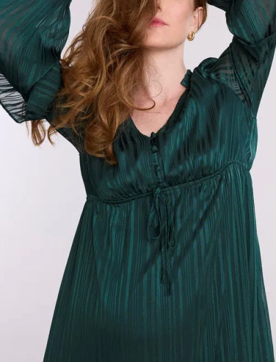 Motherhood Maternity V-neck Long Sleeve Tiered Maxi Dress In Green